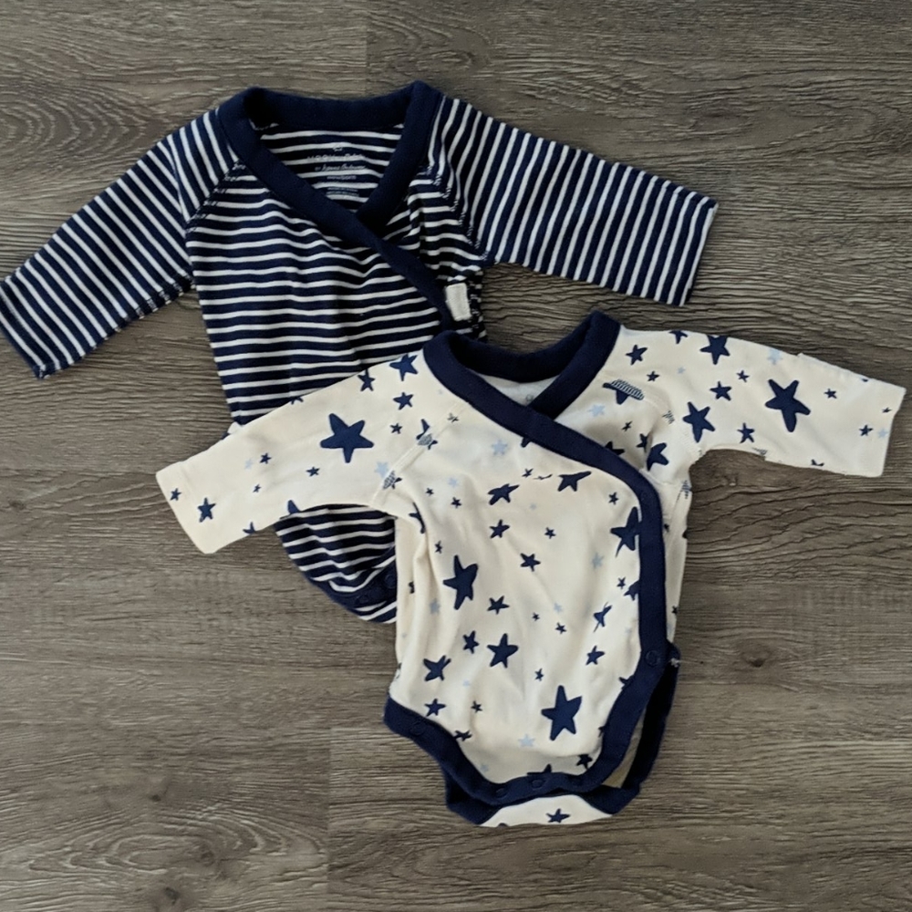 Pair of 2 Moon and Back Side Snap Onesies